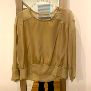 Raquel Allegra size small tan silk sheer top